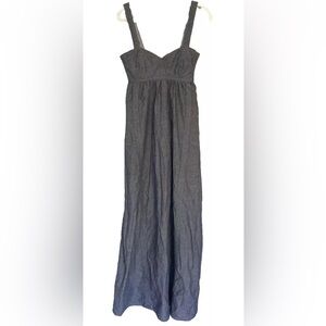 Y2K Tommy Hilfiger Dress S Long Cotton Denim Color Front Cups Back Tie